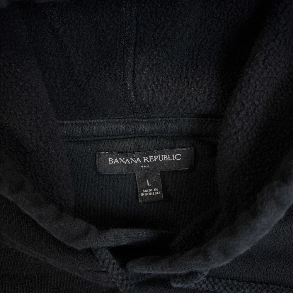 Banana Republic Hoodie Mens L Black Elephant Graphic Fleece Pullover